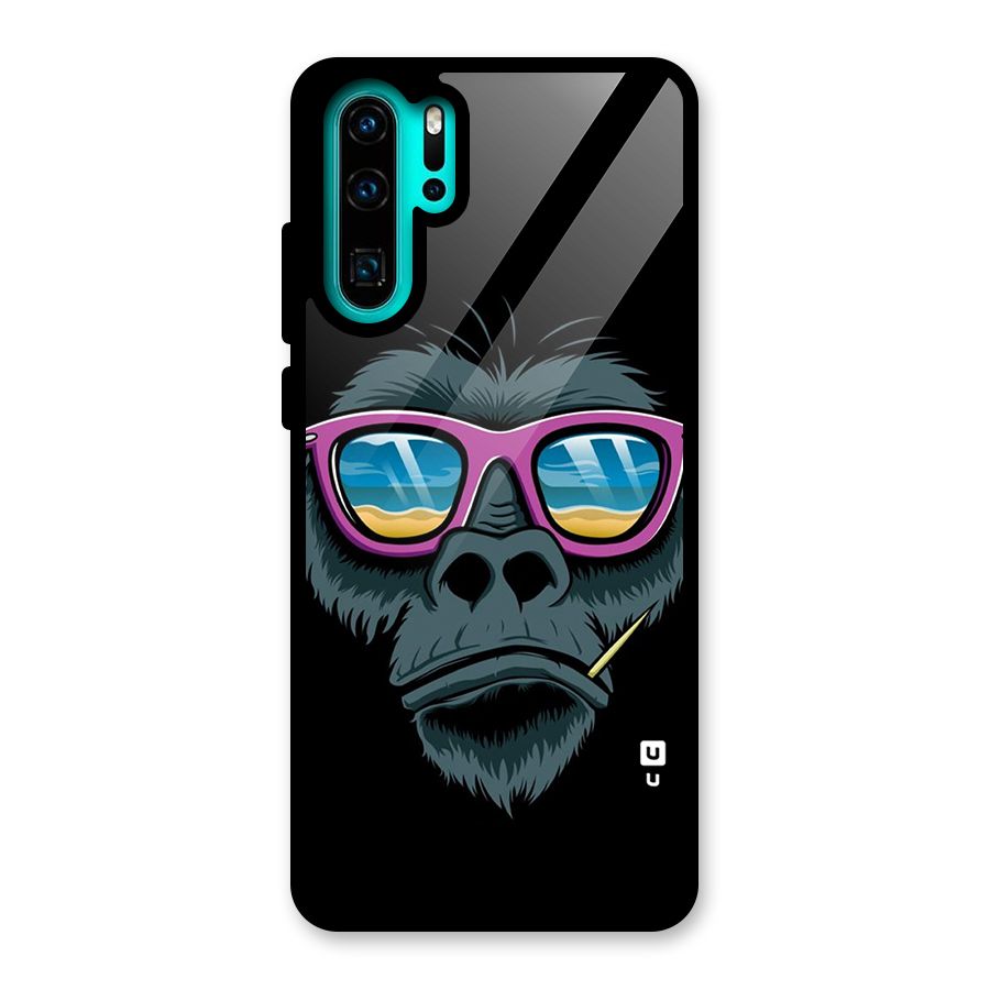 Cool Monkey Beach Sunglasses Glass Back Case for Huawei P30 Pro