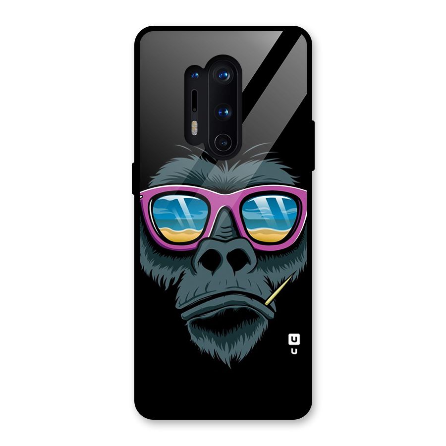Cool Monkey Beach Sunglasses Glass Back Case for OnePlus 8 Pro