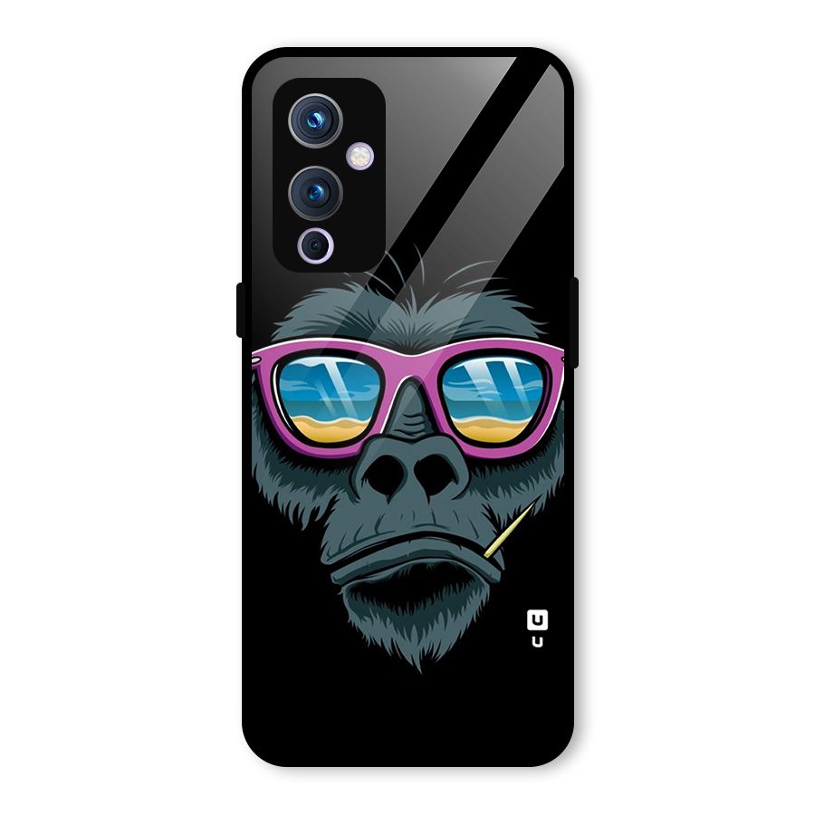 Cool Monkey Beach Sunglasses Glass Back Case for OnePlus 9