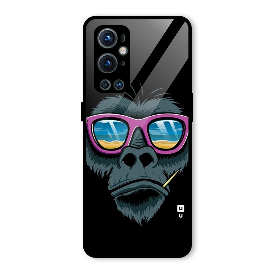 Cool Monkey Beach Sunglasses Glass Back Case for OnePlus 9 Pro