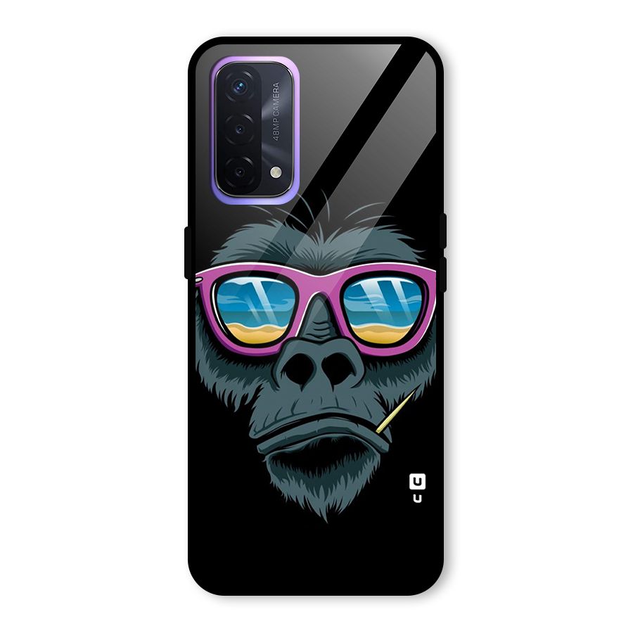Cool Monkey Beach Sunglasses Glass Back Case for Oppo A74 5G