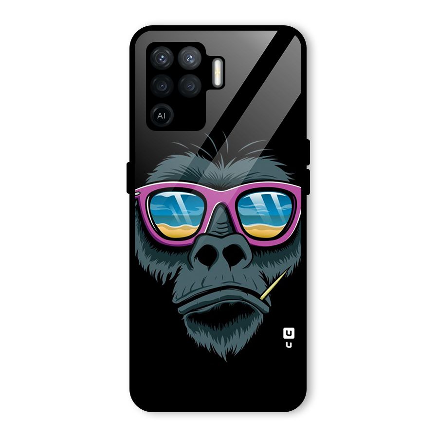 Cool Monkey Beach Sunglasses Glass Back Case for Oppo F19 Pro