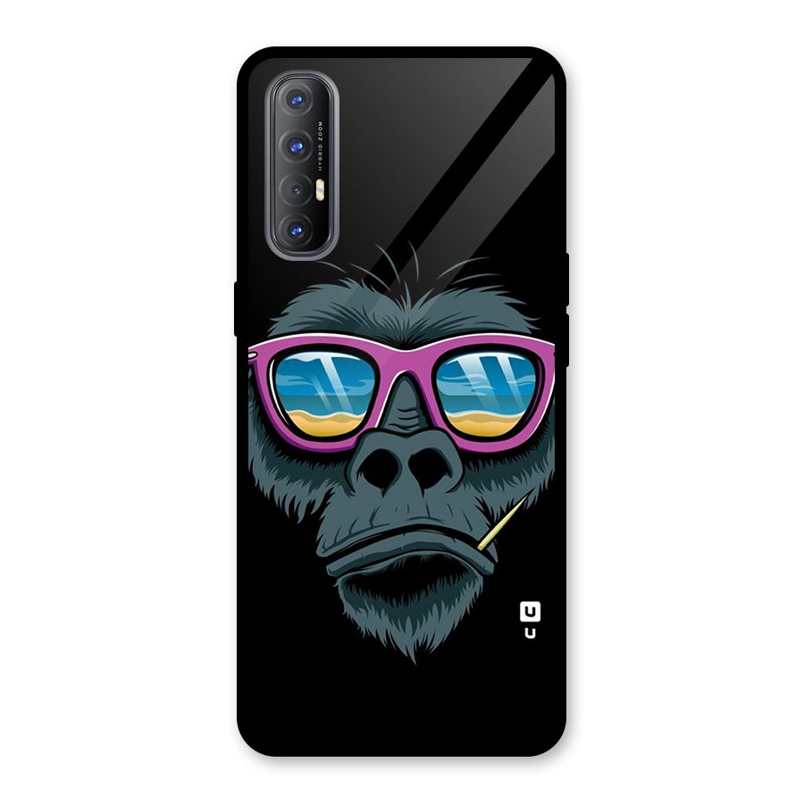 Cool Monkey Beach Sunglasses Glass Back Case for Oppo Reno3 Pro
