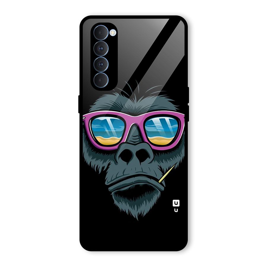 Cool Monkey Beach Sunglasses Glass Back Case for Oppo Reno4 Pro