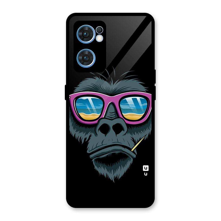 Cool Monkey Beach Sunglasses Glass Back Case for Oppo Reno7 5G