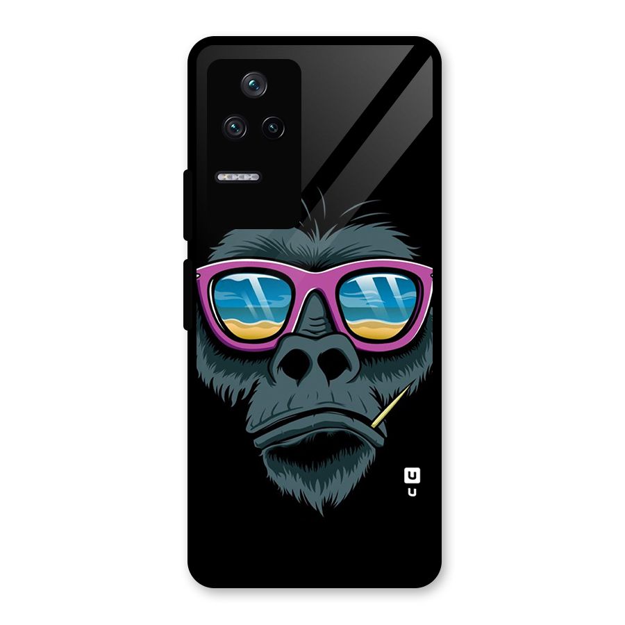 Cool Monkey Beach Sunglasses Glass Back Case for Poco F4 5G