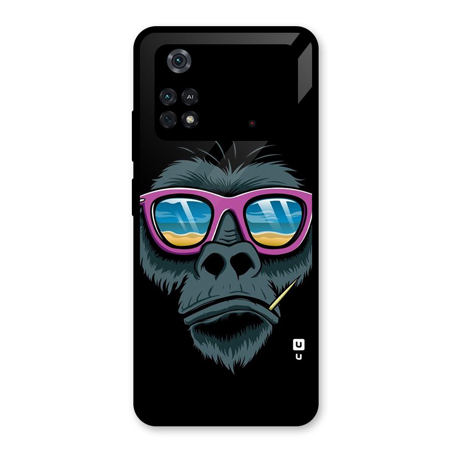 Cool Monkey Beach Sunglasses Glass Back Case for Poco M4 Pro 4G