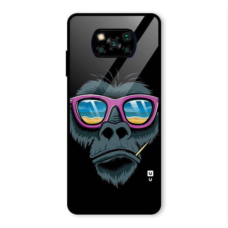 Cool Monkey Beach Sunglasses Glass Back Case for Poco X3 Pro