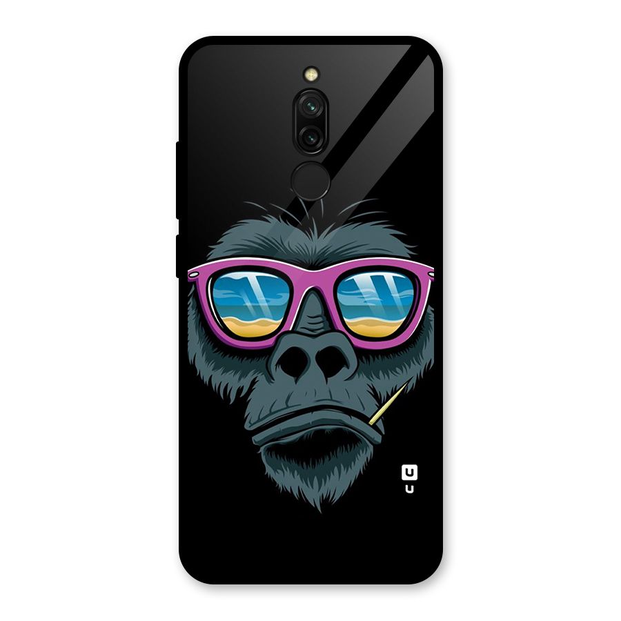 Cool Monkey Beach Sunglasses Glass Back Case for Redmi 8