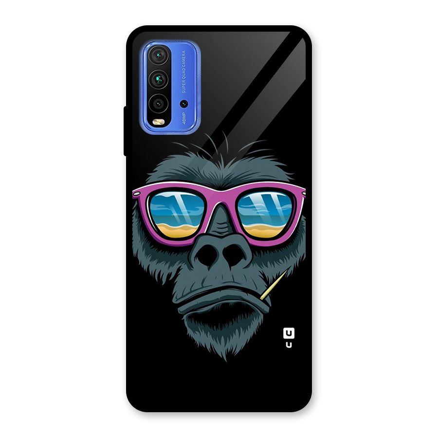 Cool Monkey Beach Sunglasses Glass Back Case for Redmi 9 Power