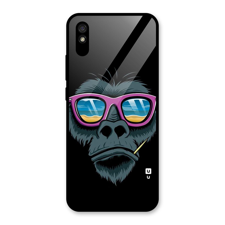 Cool Monkey Beach Sunglasses Glass Back Case for Redmi 9i