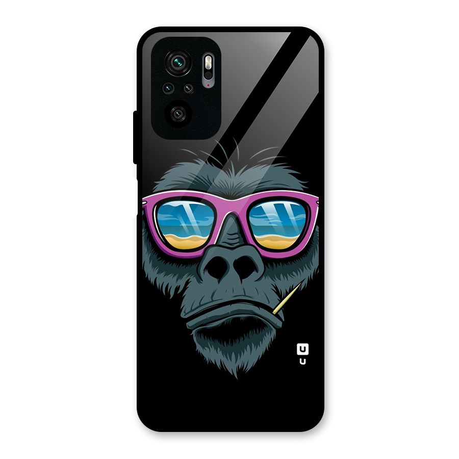 Cool Monkey Beach Sunglasses Glass Back Case for Redmi Note 10S