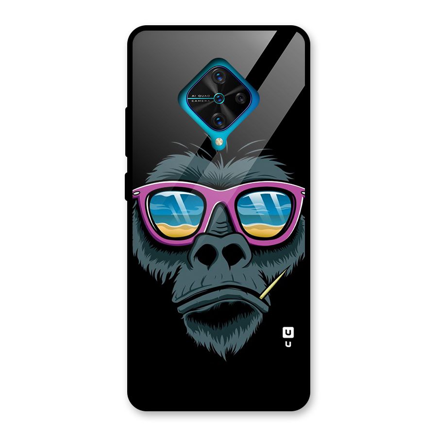 Cool Monkey Beach Sunglasses Glass Back Case for Vivo S1 Pro