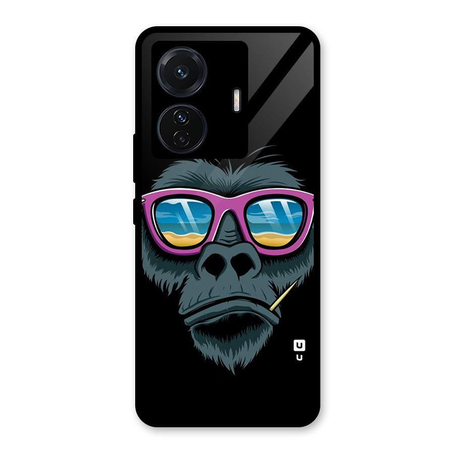 Cool Monkey Beach Sunglasses Glass Back Case for Vivo T1 Pro