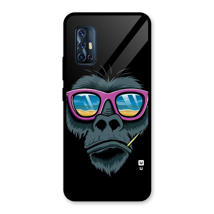 Cool Monkey Beach Sunglasses Glass Back Case for Vivo V17