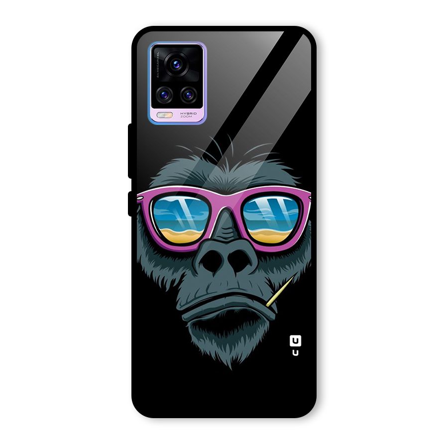 Cool Monkey Beach Sunglasses Glass Back Case for Vivo V20 Pro