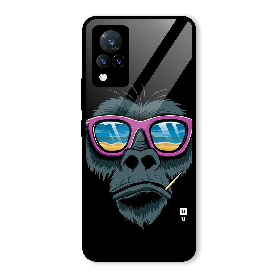 Cool Monkey Beach Sunglasses Glass Back Case for Vivo V21 5G