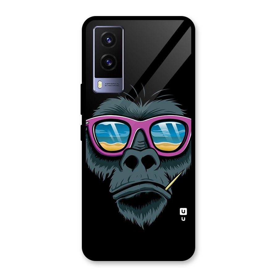 Cool Monkey Beach Sunglasses Glass Back Case for Vivo V21e 5G