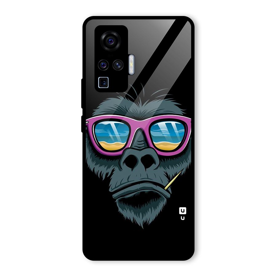 Cool Monkey Beach Sunglasses Glass Back Case for Vivo X50 Pro