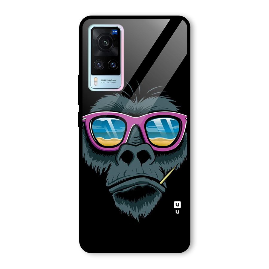 Cool Monkey Beach Sunglasses Glass Back Case for Vivo X60