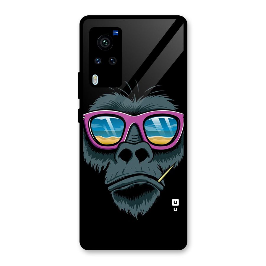 Cool Monkey Beach Sunglasses Glass Back Case for Vivo X60 Pro