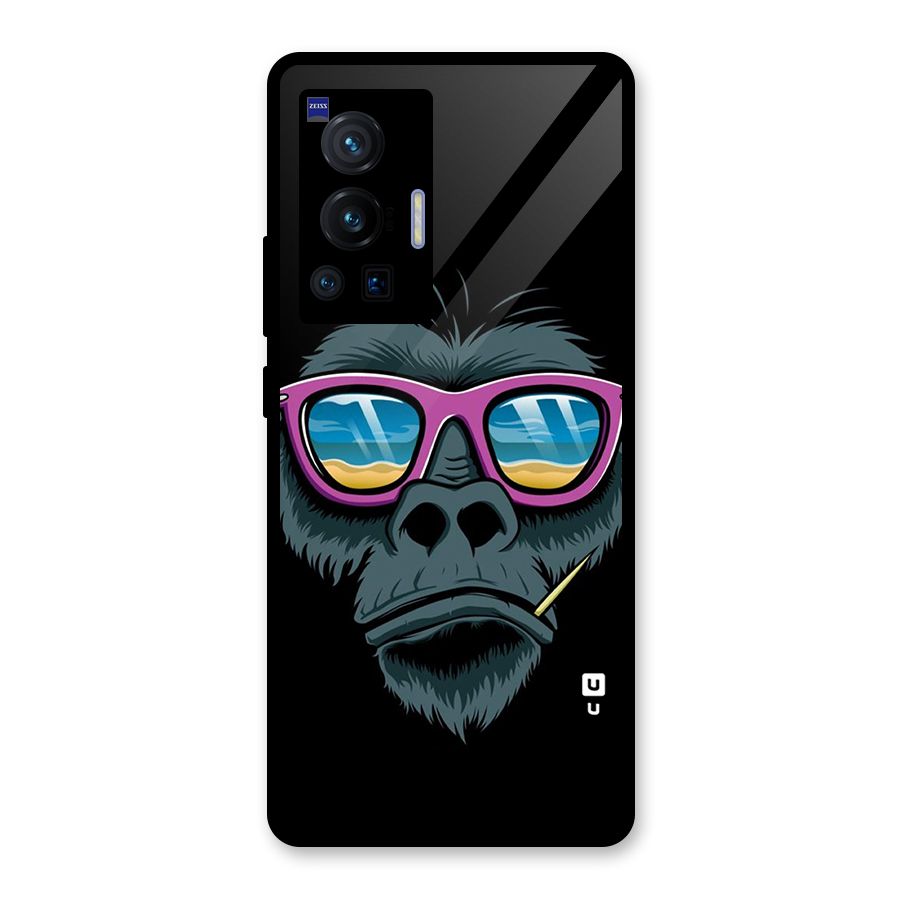 Cool Monkey Beach Sunglasses Glass Back Case for Vivo X70 Pro
