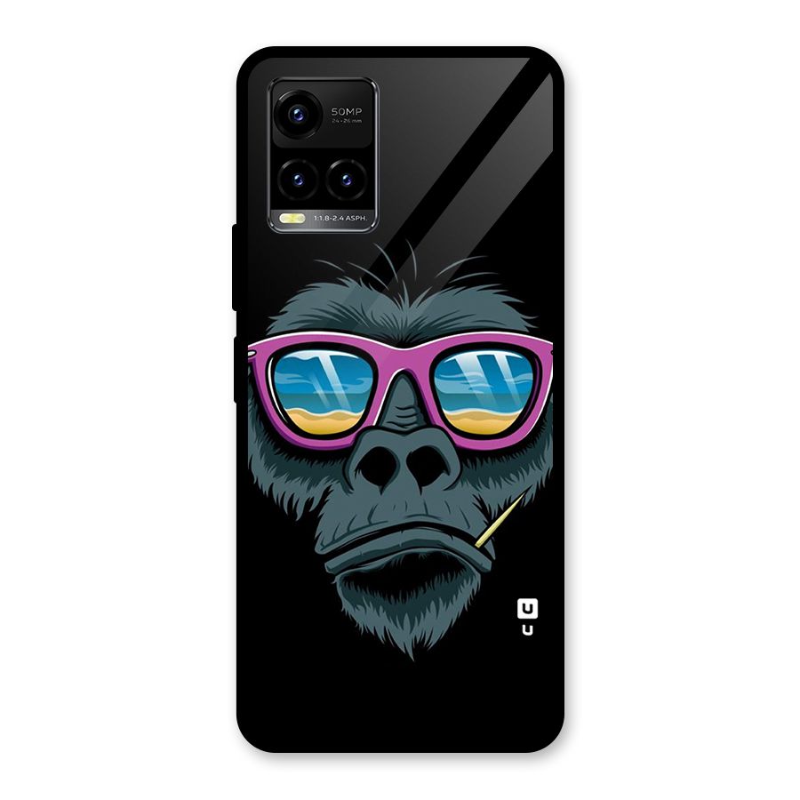 Cool Monkey Beach Sunglasses Glass Back Case for Vivo Y21A