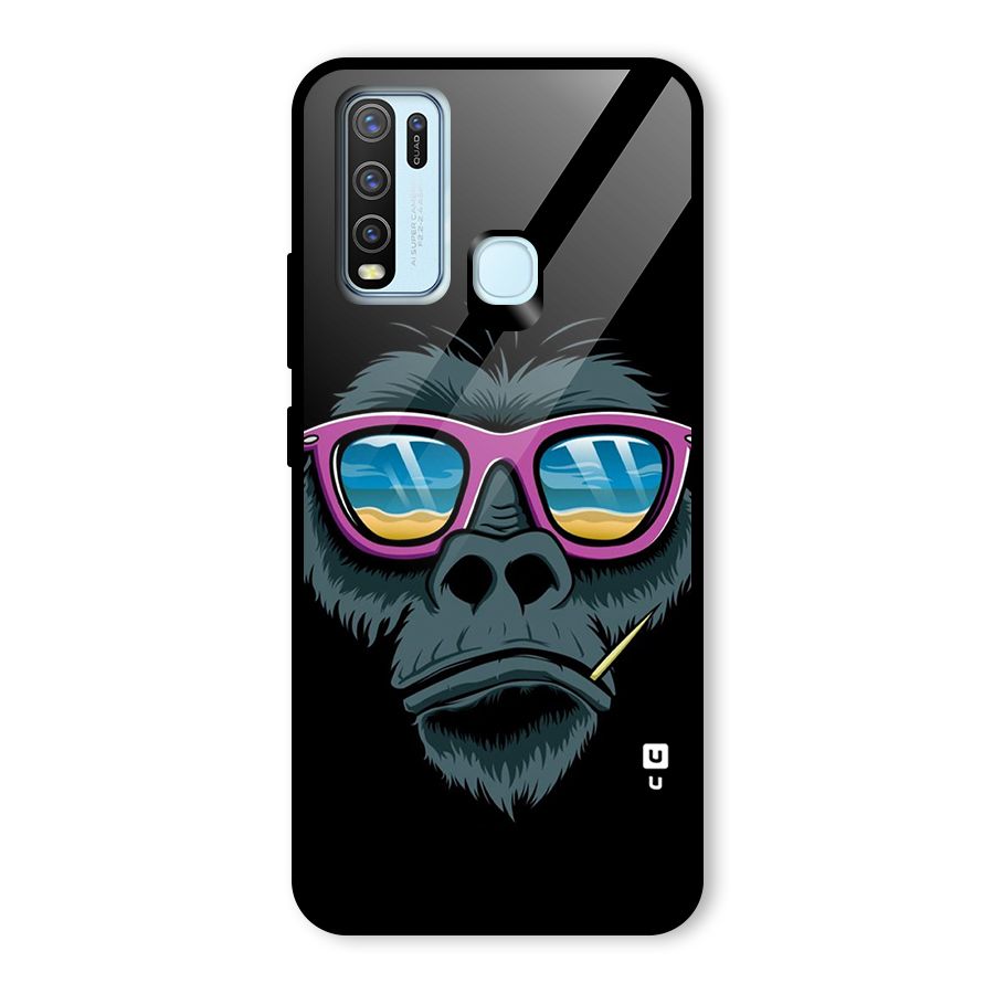 Cool Monkey Beach Sunglasses Glass Back Case for Vivo Y30