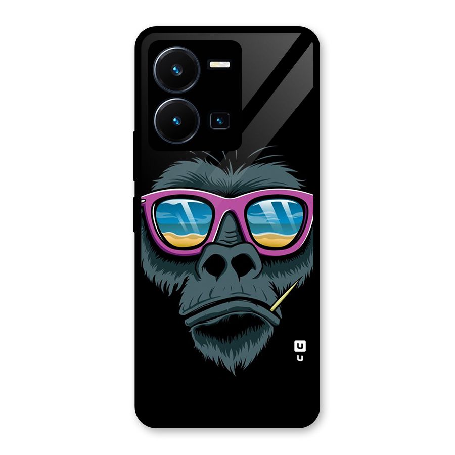 Cool Monkey Beach Sunglasses Glass Back Case for Vivo Y35