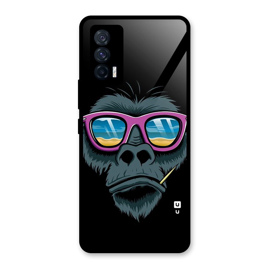 Cool Monkey Beach Sunglasses Glass Back Case for Vivo iQOO 7 5G
