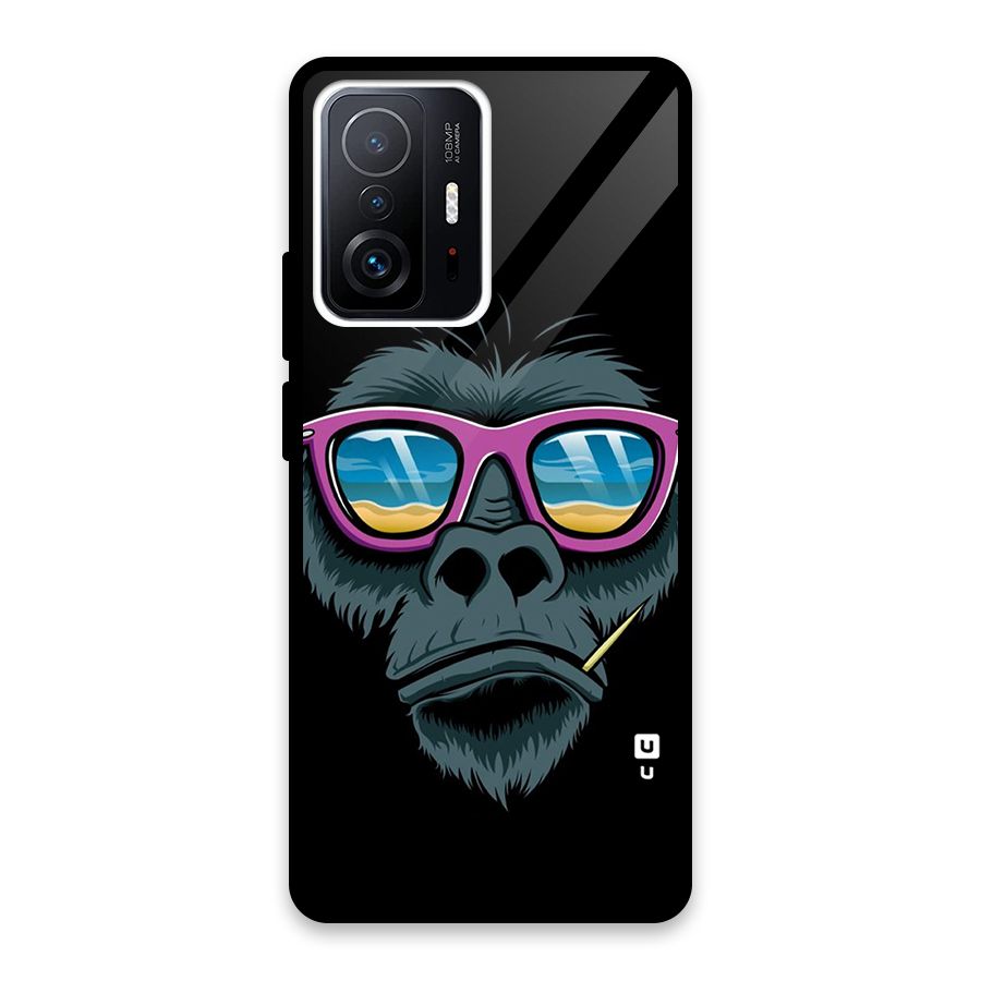 Cool Monkey Beach Sunglasses Glass Back Case for Xiaomi 11T Pro