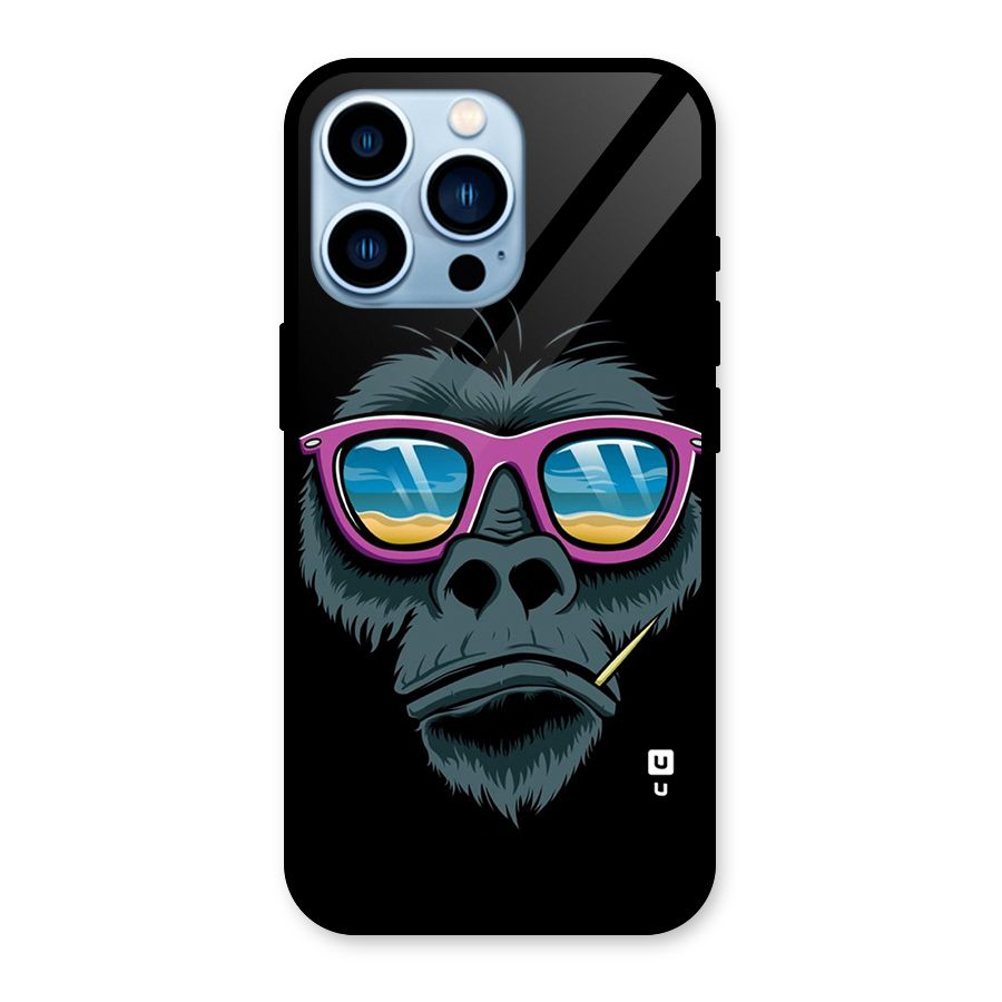 Cool Monkey Beach Sunglasses Glass Back Case for iPhone 13 Pro