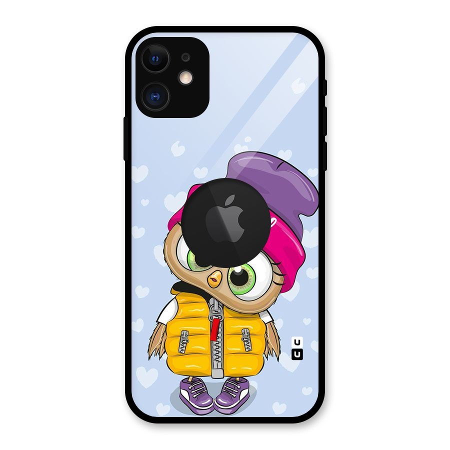 Cool Owl Glass Back Case for iPhone 11 Logo Cut