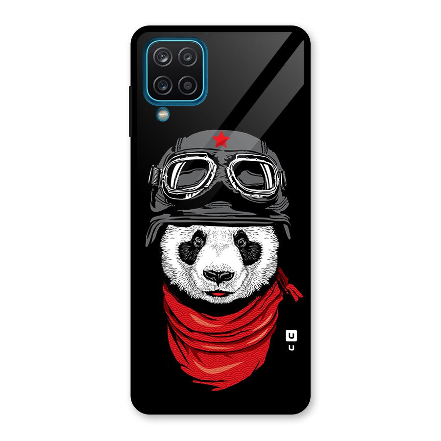 Cool Panda Soldier Art Glass Back Case for Galaxy A12