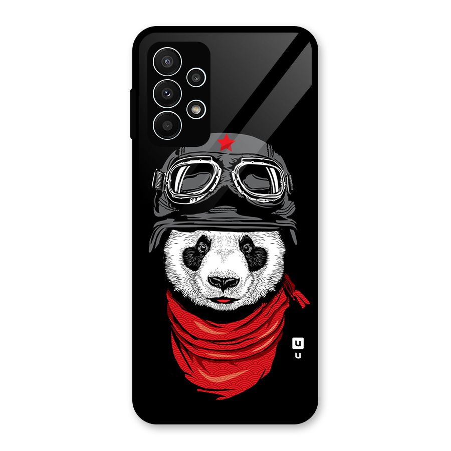 Cool Panda Soldier Art Glass Back Case for Galaxy A23