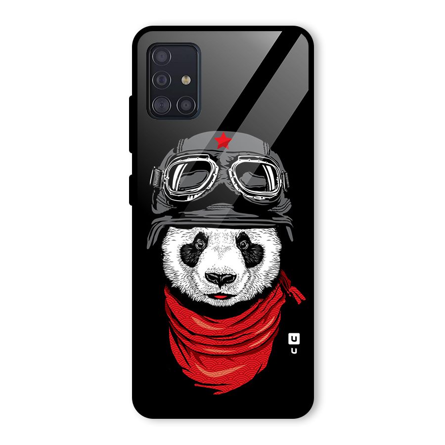 Cool Panda Soldier Art Glass Back Case for Galaxy A51