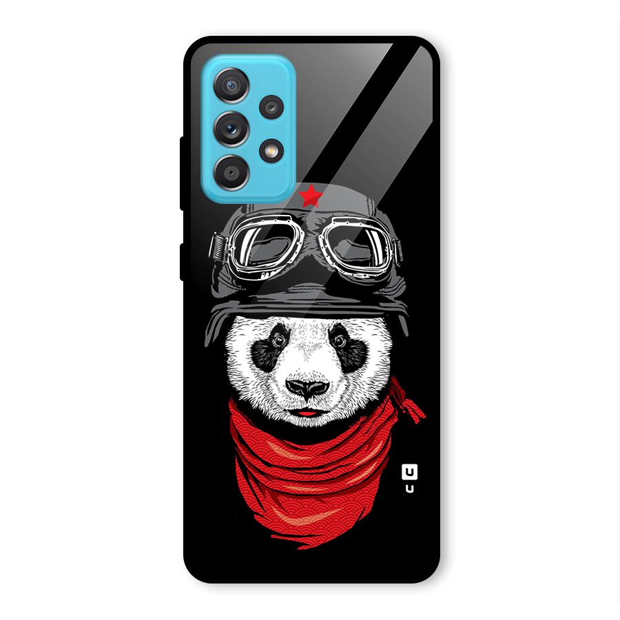 Cool Panda Soldier Art Glass Back Case for Galaxy A52