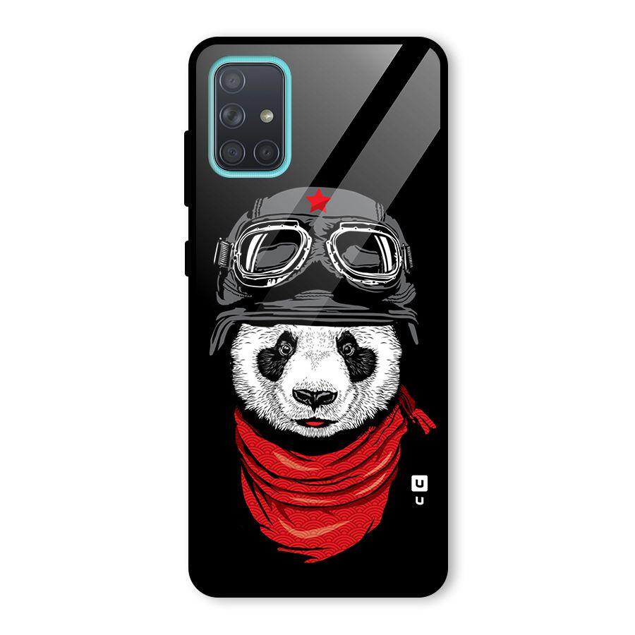 Cool Panda Soldier Art Glass Back Case for Galaxy A71