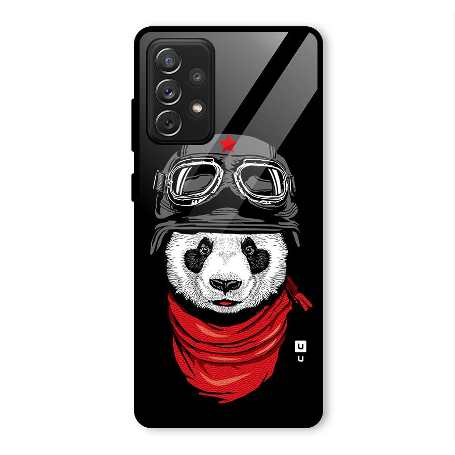 Cool Panda Soldier Art Glass Back Case for Galaxy A72
