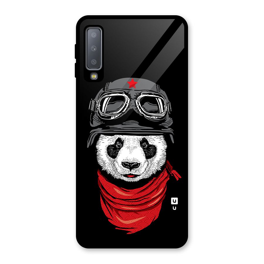 Cool Panda Soldier Art Glass Back Case for Galaxy A7 (2018)