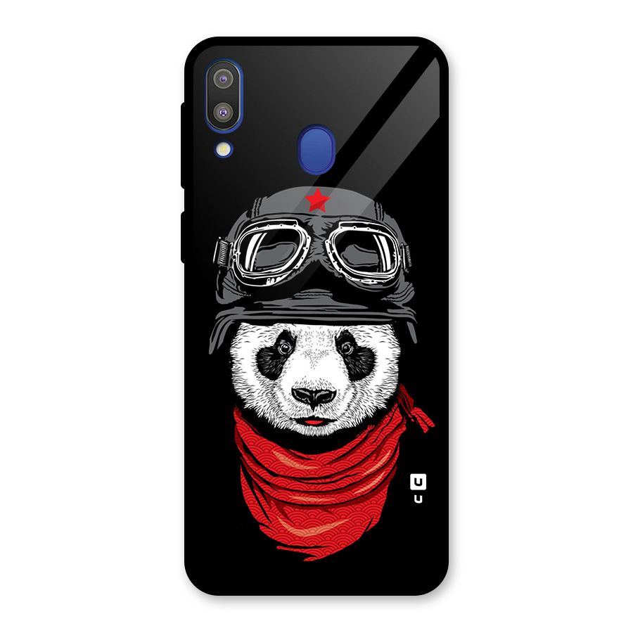 Cool Panda Soldier Art Glass Back Case for Galaxy M20