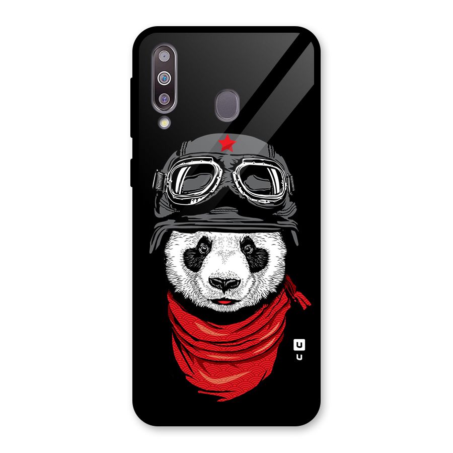 Cool Panda Soldier Art Glass Back Case for Galaxy M30