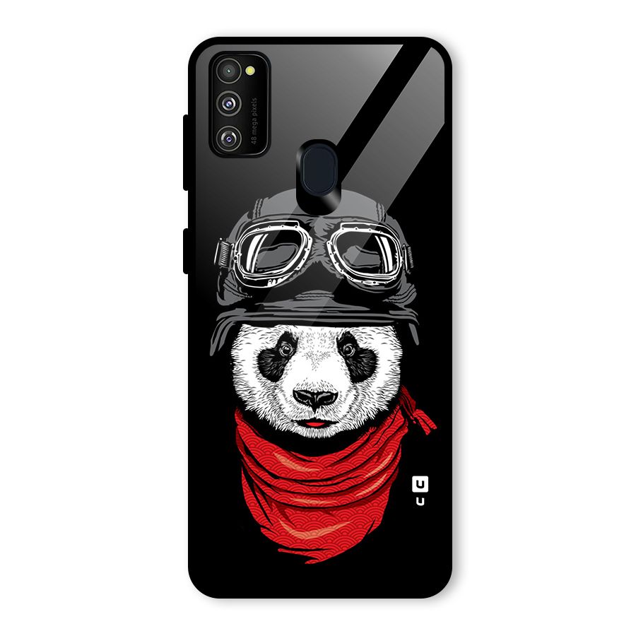 Cool Panda Soldier Art Glass Back Case for Galaxy M30s