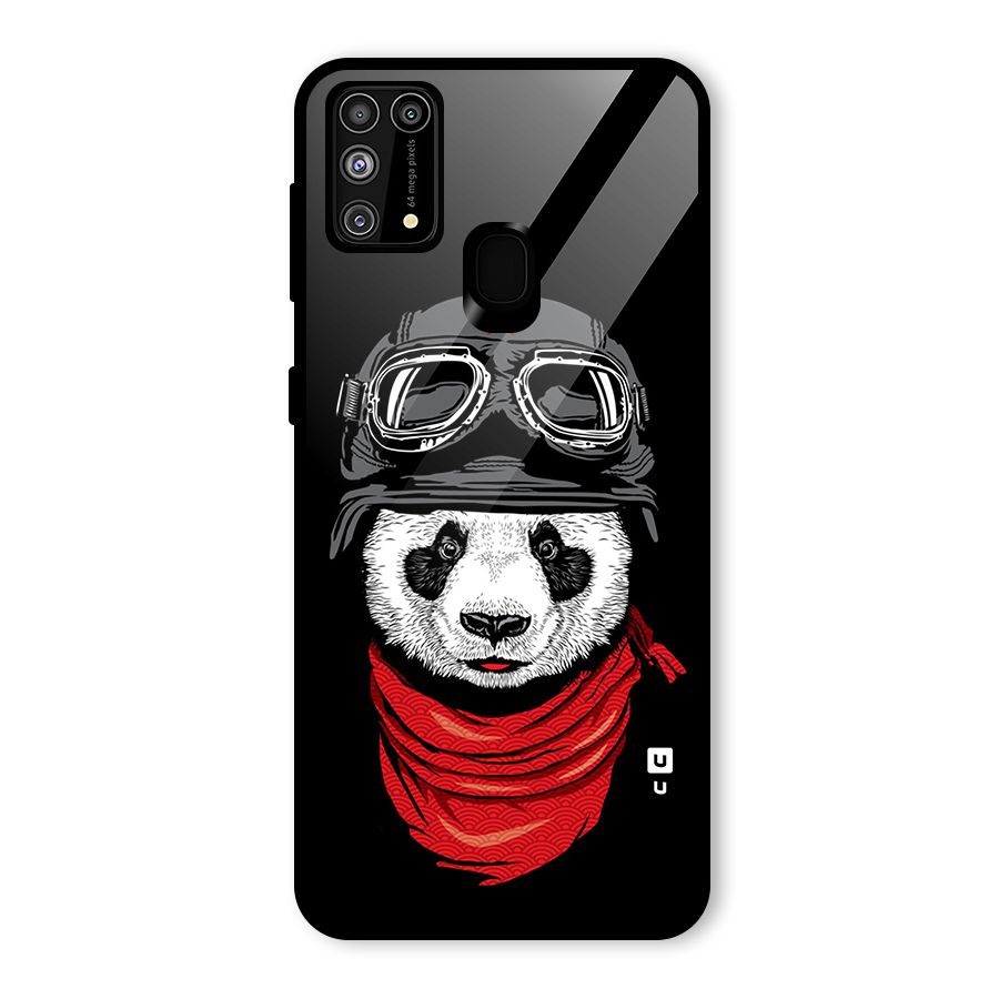 Cool Panda Soldier Art Glass Back Case for Galaxy M31