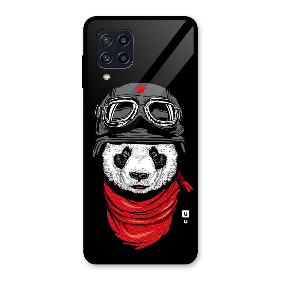 Cool Panda Soldier Art Glass Back Case for Galaxy M32