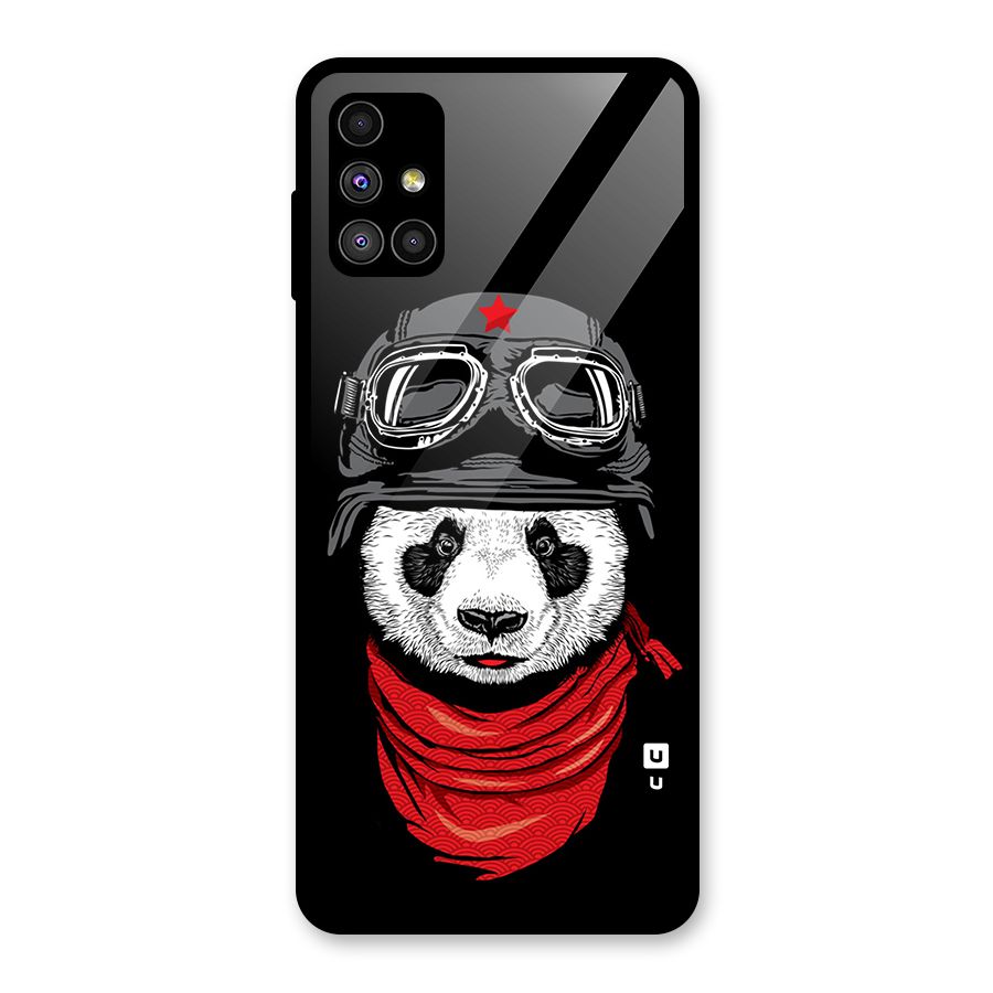 Cool Panda Soldier Art Glass Back Case for Galaxy M51