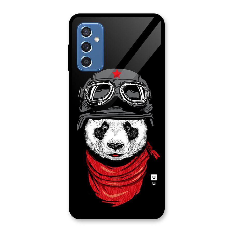 Cool Panda Soldier Art Glass Back Case for Galaxy M52 5G