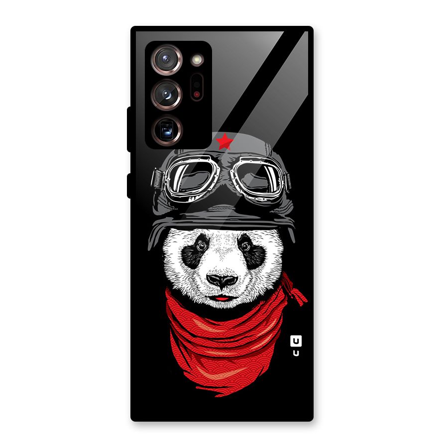 Cool Panda Soldier Art Glass Back Case for Galaxy Note 20 Ultra 5G
