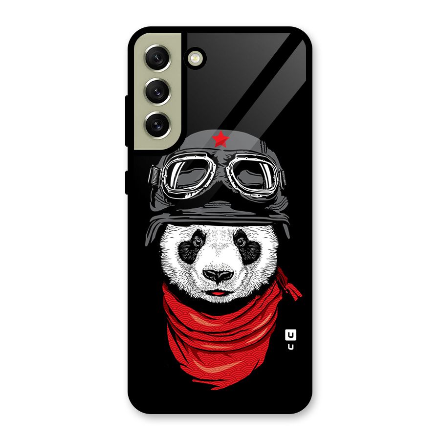 Cool Panda Soldier Art Glass Back Case for Galaxy S21 FE 5G