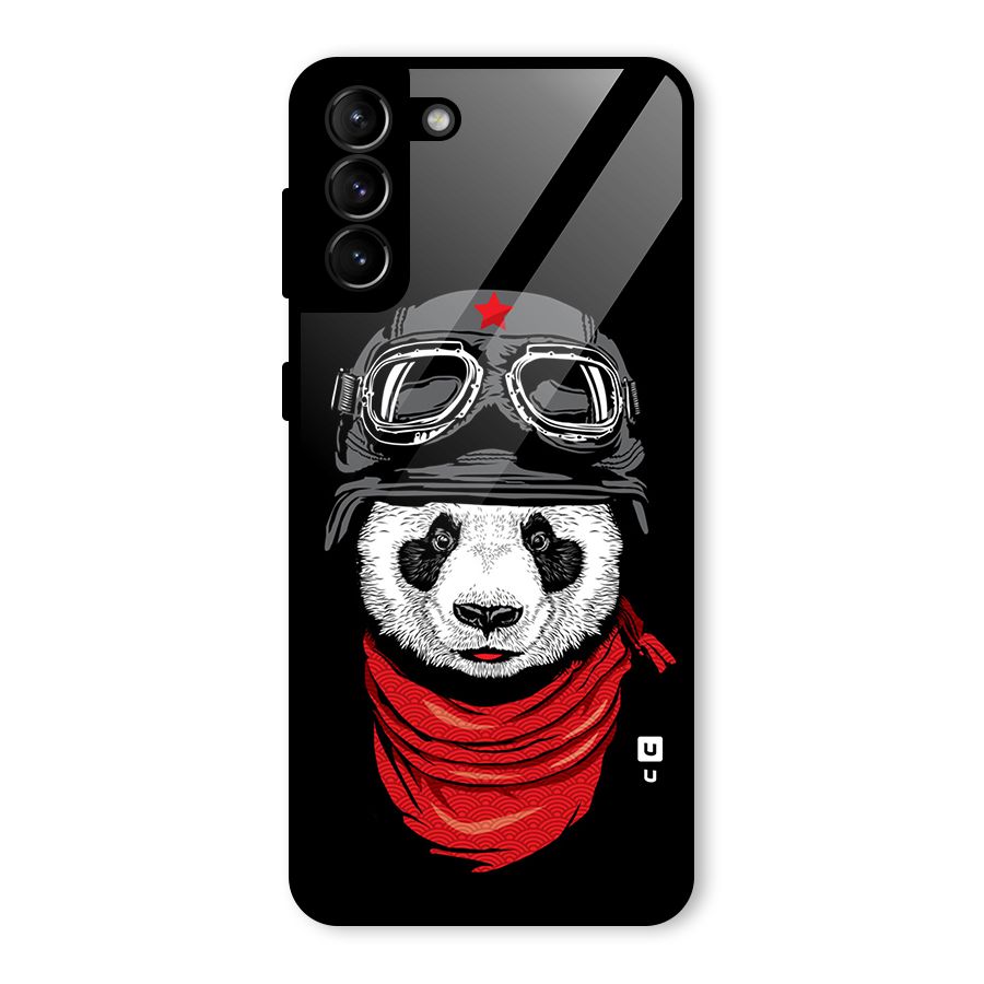 Cool Panda Soldier Art Glass Back Case for Galaxy S21 Plus